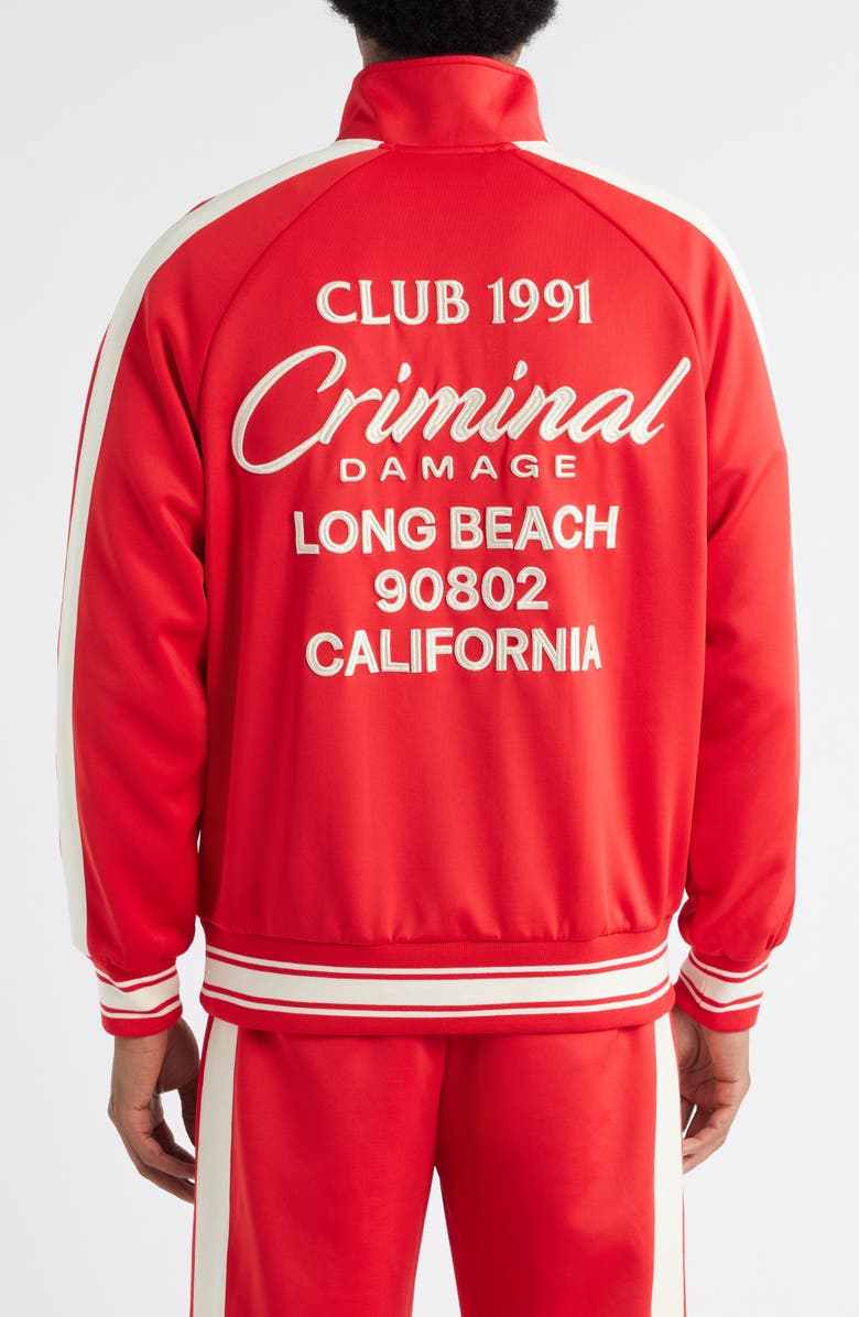 CRIMINAL DAMAGE Pintuck Half Zip Track Top, Alternate, color, Red/Ecru