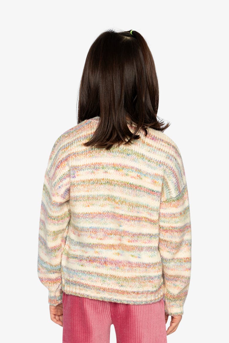Bow Appliqué Button Front Knitted Cardigan, Alternate, color, Mauve and Blue Knitwear