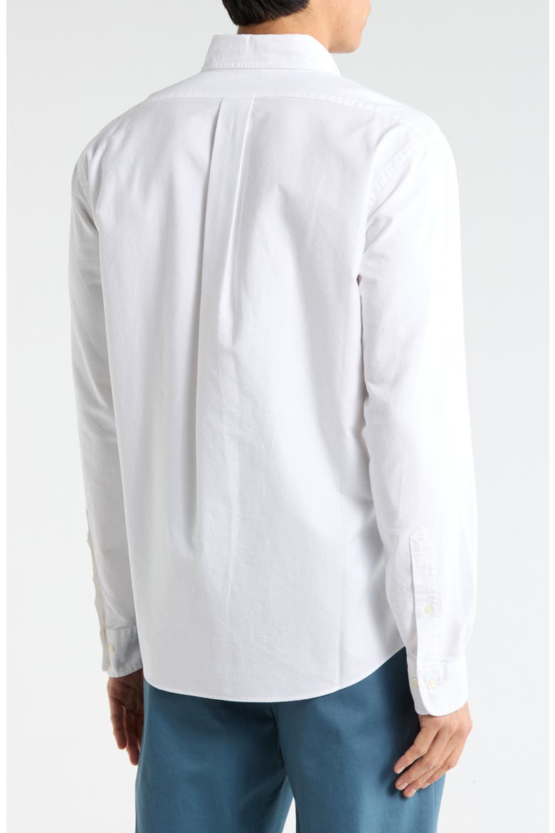 Oxford Long Sleeve Cotton Button-Down Shirt, Alternate, color, SOLID WHITE