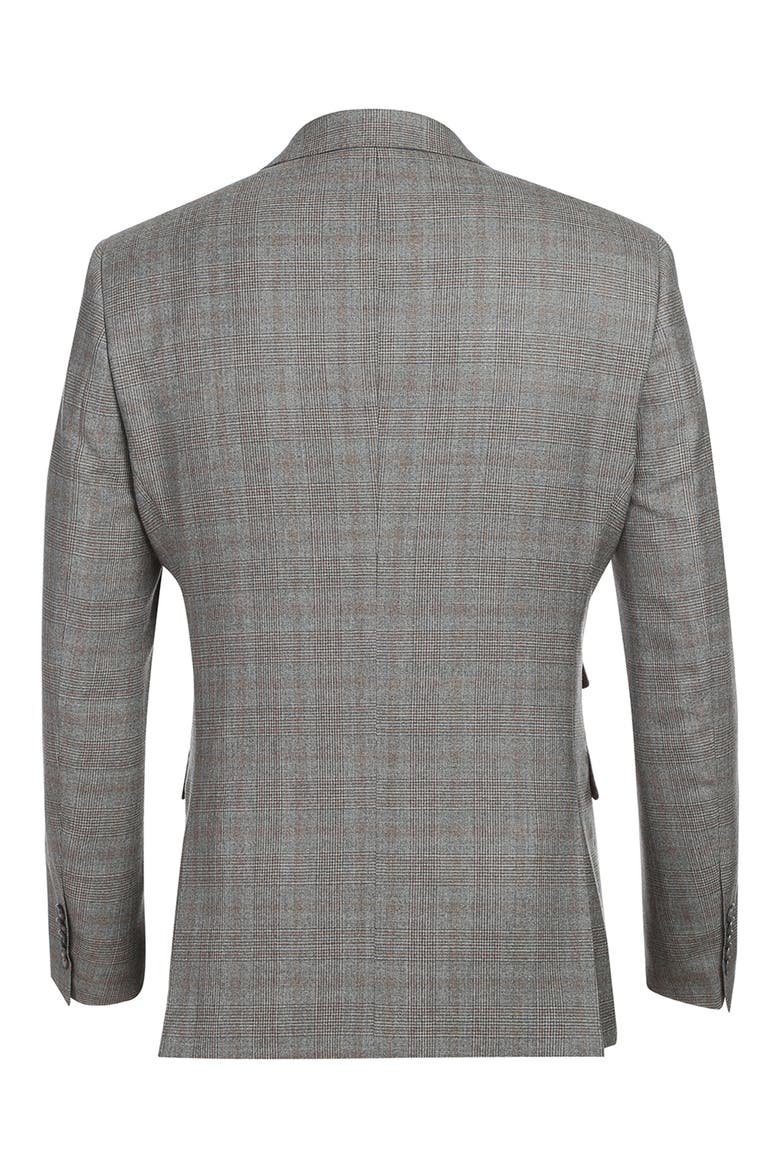 Plaid Double Breasted Wool Blend Suit, Alternate, color, GREY/BROWN PLAID