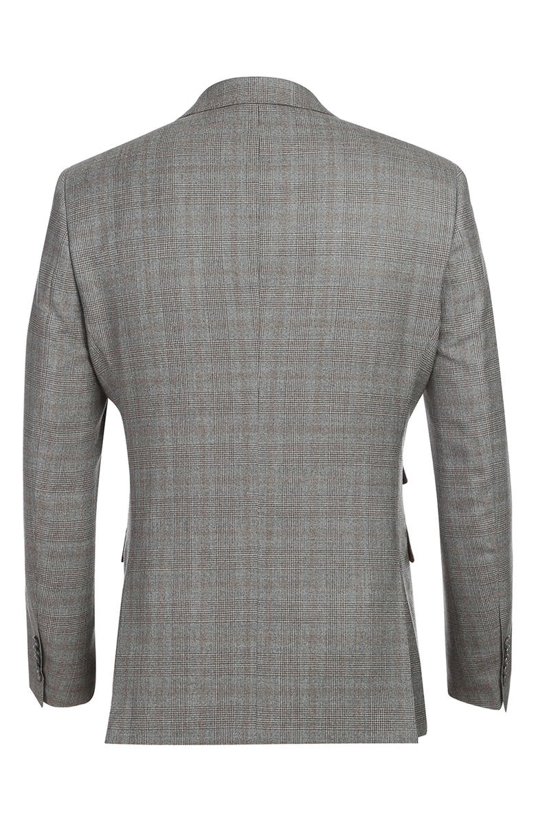 English Laundry Plaid Double Breasted Wool Blend Suit, Alternate, color, Grey/Brown Plaid
