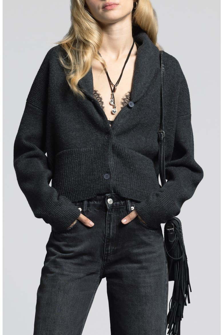 Candice Shawl Collar Cardigan, Main, color, EBONY