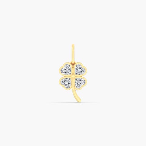 Four Leaf Clover Lab Diamond Charm in 14K