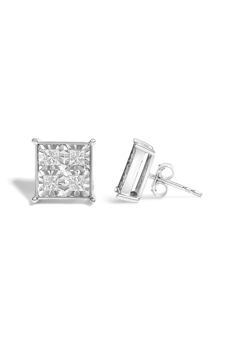10K White Gold 3/4 Cttw Diamond Stud Earrings, Alternate, color, White