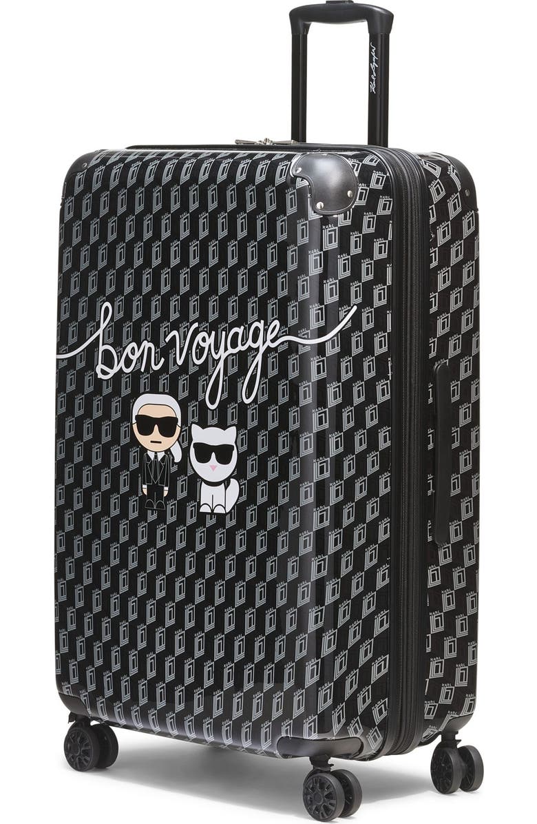 KARL LAGERFELD Bon Voyage Upright Suitcase, Alternate, color, Black/Grey