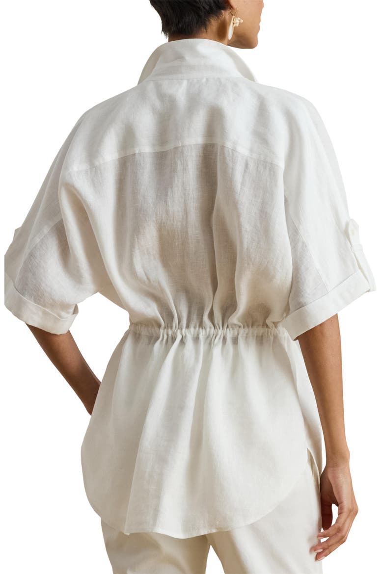 Linen Roll-Tab Sleeve Tunic, Alternate, color, WHITE