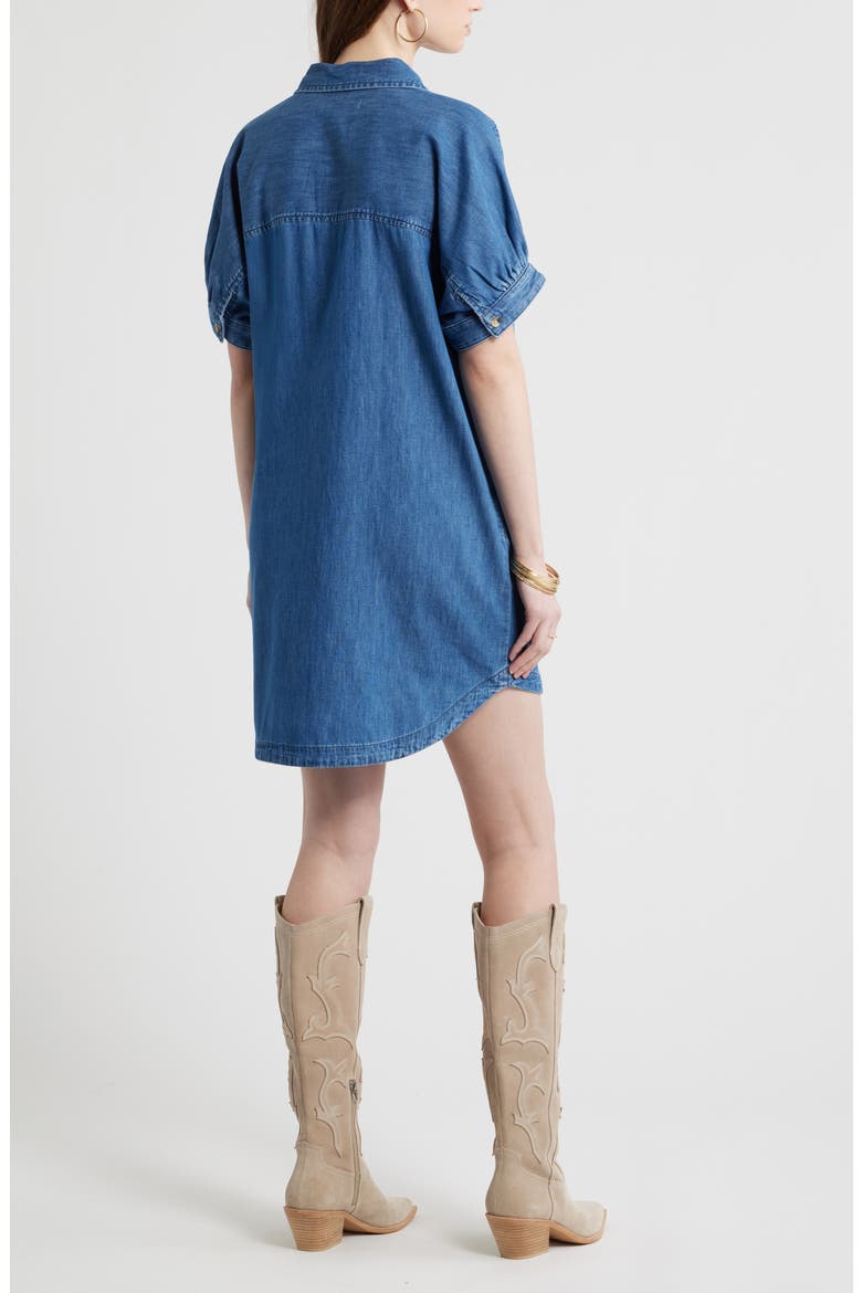 Chambray Polo High-Low Shift Dress, Alternate, color, MEDIUM WASH