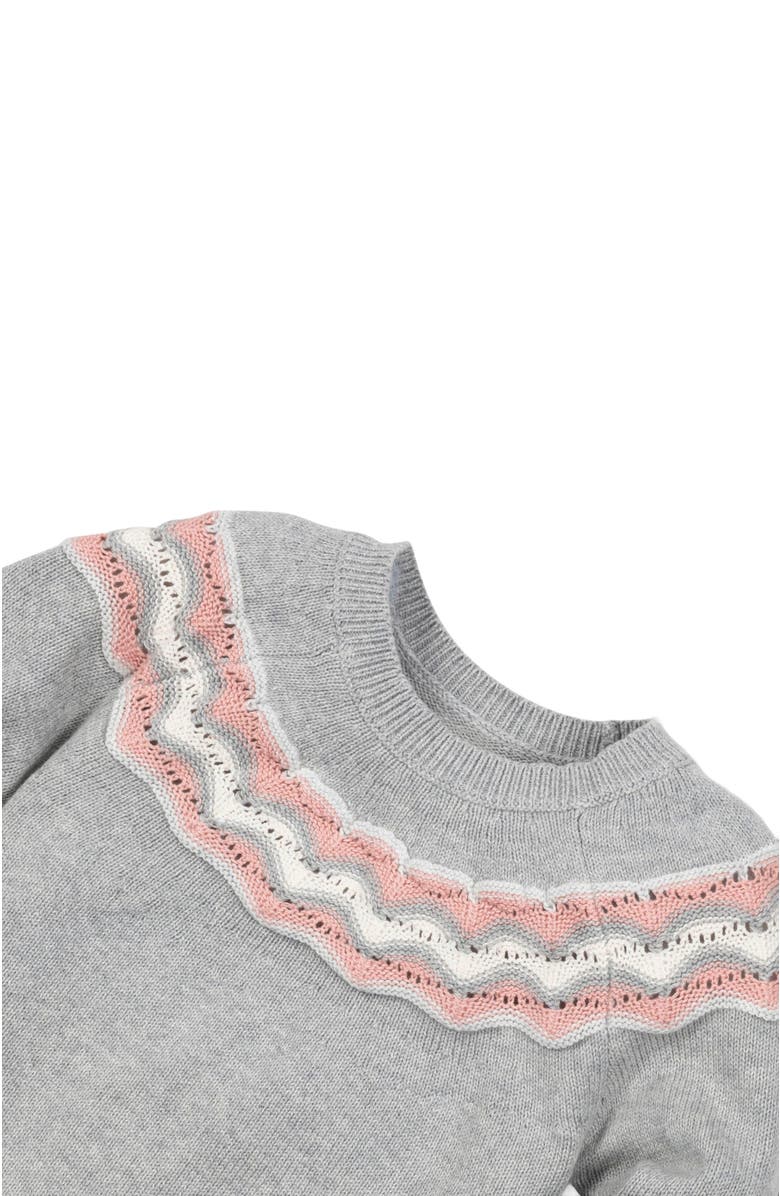 Hope & Henry Baby Girls' Organic Fair Isle Raglan Sweater, Infant, Alternate, color, Gray Heather Fair Isle