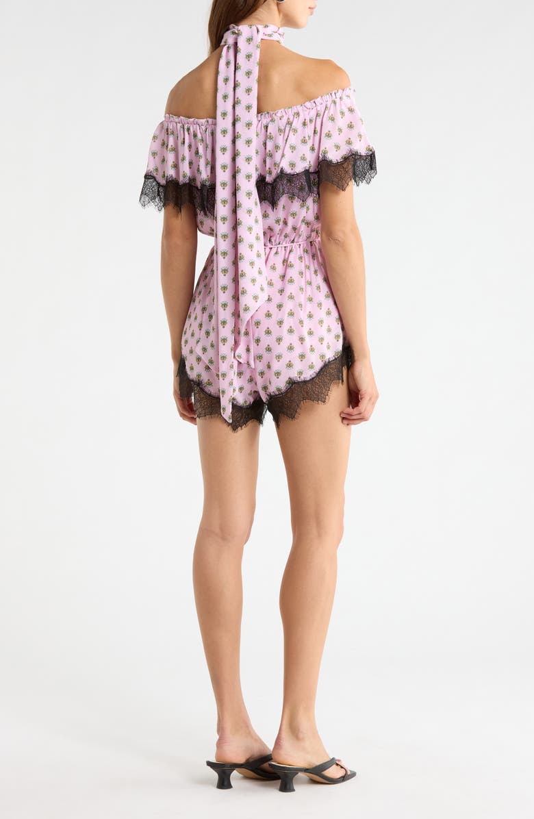 AFRM Emun Crocus Scarf Print Off the Shoulder Romper with Removable Scarf, Alternate, color, Crocus Foulard