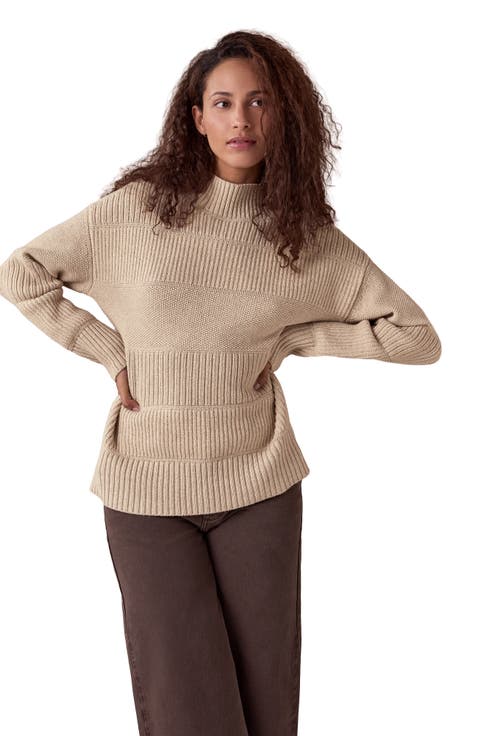 Multi Stitch Funnel Neck Sweater