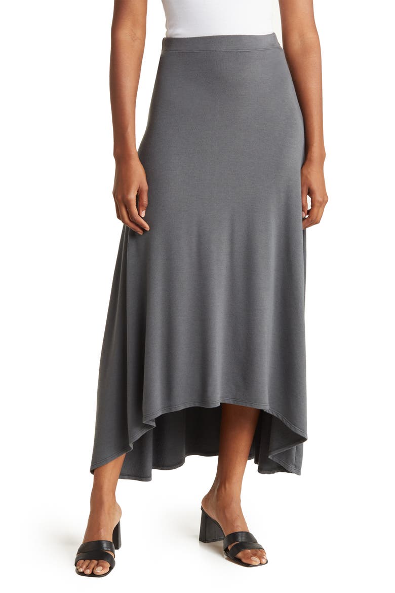Asymmetric Hi-Low Skirt, Main, color, CHARCOAL PRINT 3