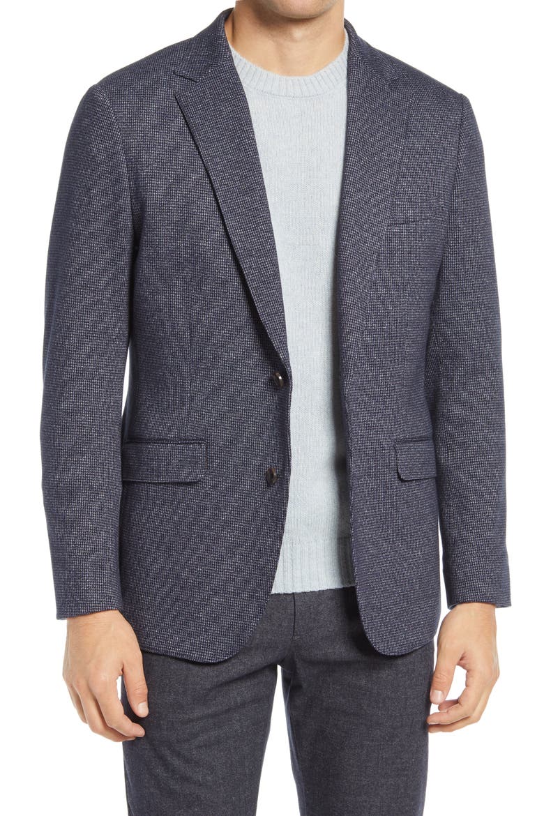 Slim Fit Houndstooth Sport Coat, Main, color, NAVY SHEPARDS CHECK
