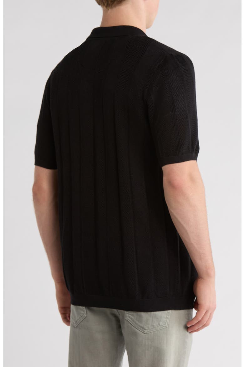 Short Sleeve Button-Up Sweater, Alternate, color, BLACK