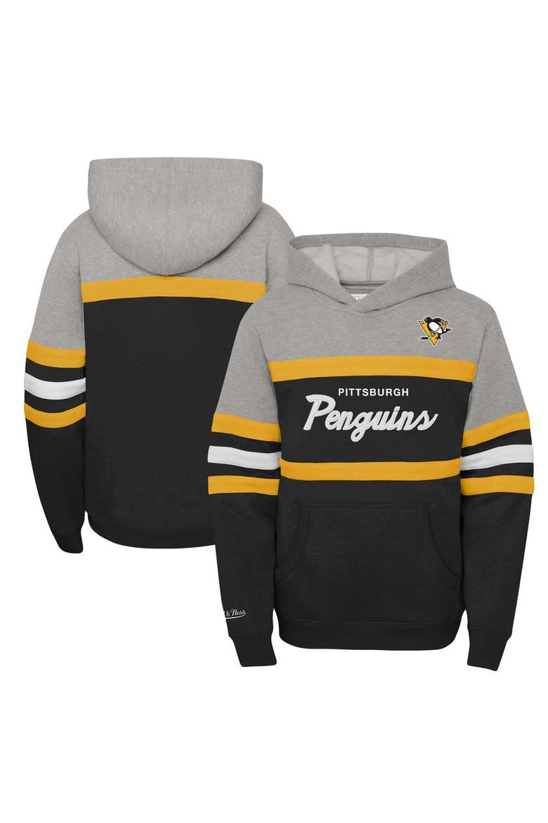 Youth Mitchell & Ness Black Pittsburgh Penguins Head Coach Pullover Hoodie, Main, color, Black