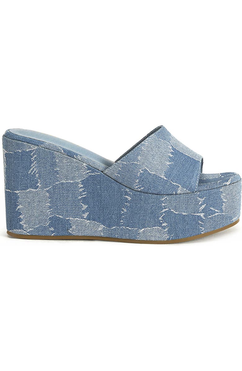 AZALEA WANG Banas Denim Wedge Sandal, Alternate, color,