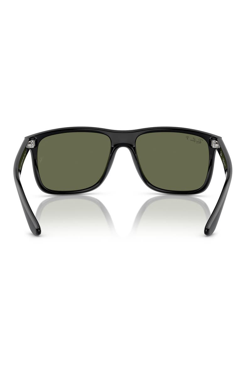 60mm Polarized Square Sunglasses, Alternate, color, BLACK / POLAR GREEN