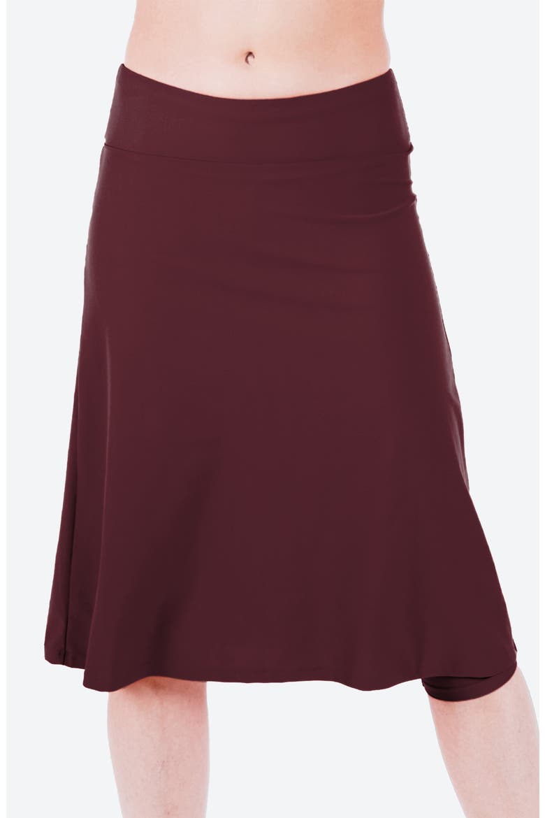 Long Swim Skort With Capri Leggings, Main, color, Wine