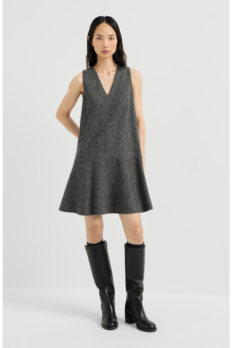 Virgin wool donegal mini dress with monili, Main, color, Anthracite