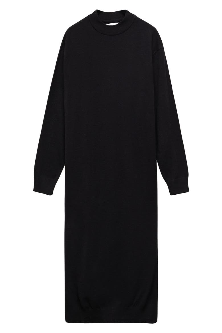 Oversize Long Sleeve Midi Sweater Dress, Alternate, color, BLACK