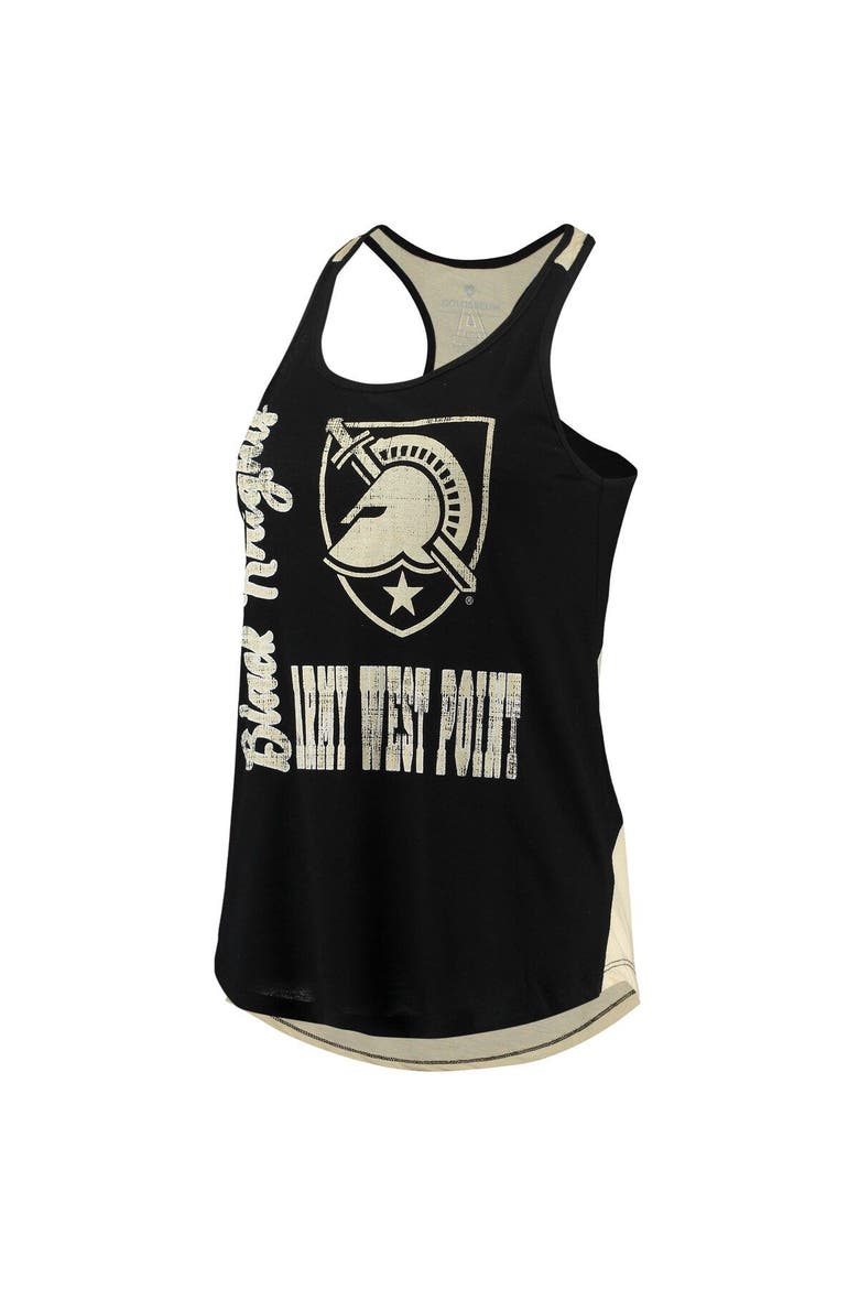 Women's Colosseum Black/Gold Army Black Knights George Glass 2-Hit Scoop Neck Racerback Tank Top, Alternate, color, Black