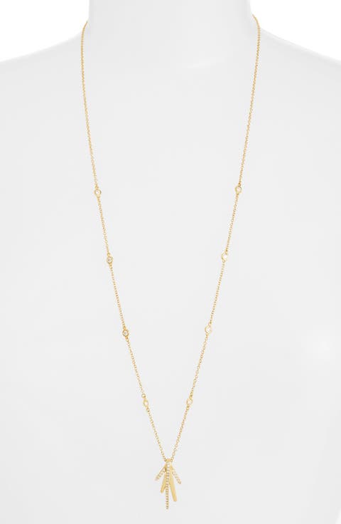 Long Spike Cubic Zirconia Pendant Necklace