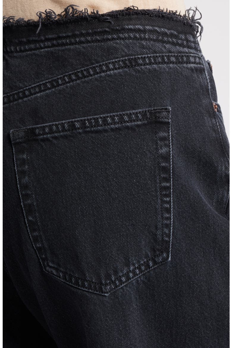 Le Distressed Nonstretch Low Rise Wide Leg Cutoff Jeans, Alternate, color, INKWELL