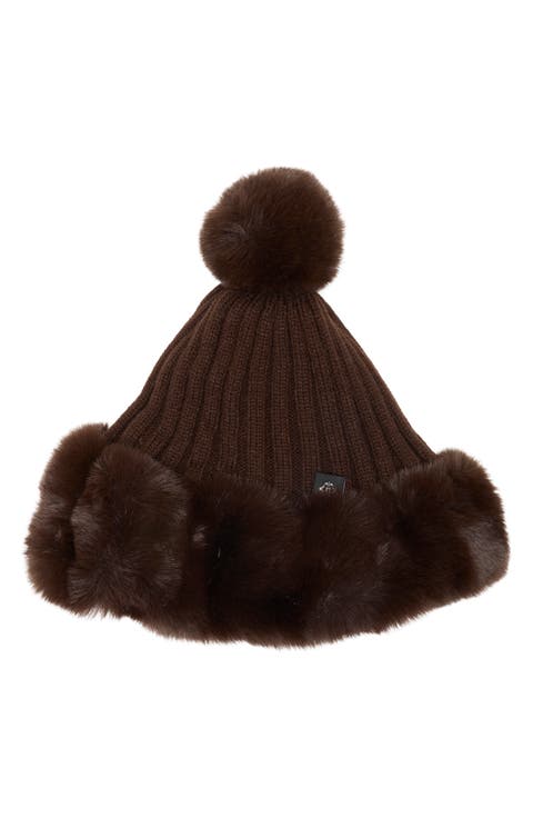 Oversize Faux Fur Trim Beanie