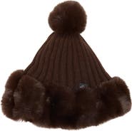 Nanette Lepore Oversize Faux Fur Trim Beanie