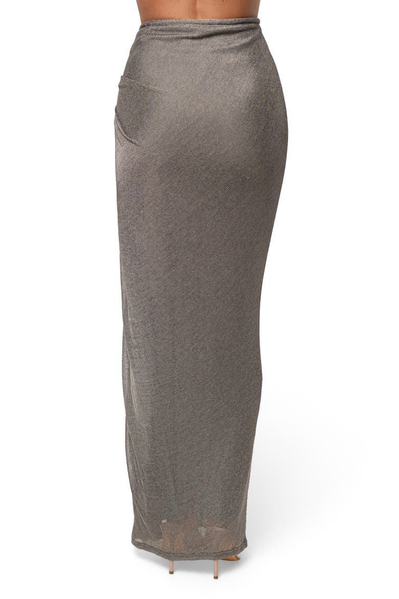 Noelia Metallic Maxi Sweater Skirt, Alternate, color, SILVER