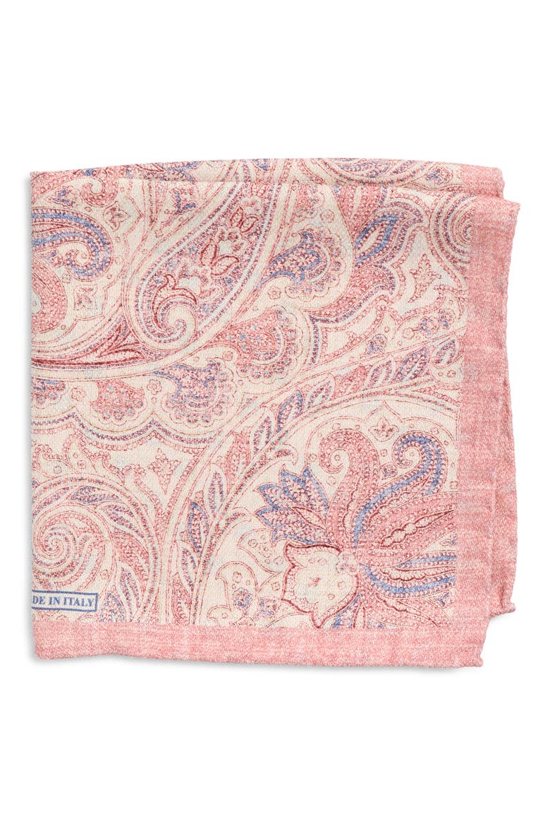 Paisley Silk Pocket Square, Main, color, PINK