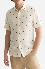 Scotch & Soda Regular Fit Short Sleeve Linen Button-Up Shirt