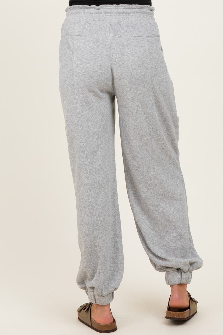 Ruffle Waist Burnout Jogger Pants, Alternate, color, Heather Grey