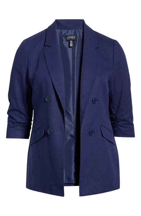 Open Front Linen Blend Jacket