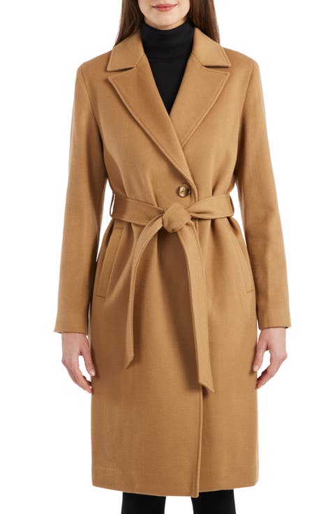 Belted Notch Collar Wool Coat