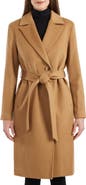 Sofia Cashmere Belted Notch Collar Wool Coat