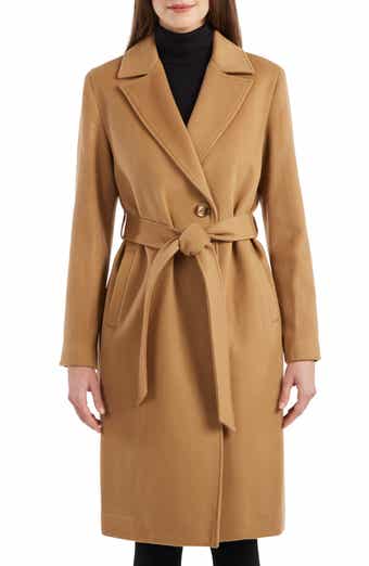 Sofia Cashmere Belted Notch Collar Wool Coat