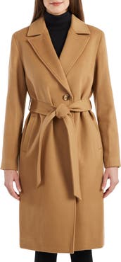Sofia Cashmere Belted Notch Collar Wool Coat