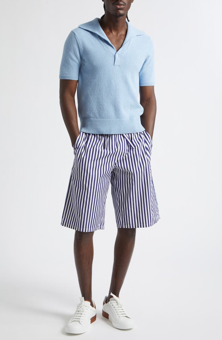 Dolce&Gabbana Stripe Cotton & Silk Poplin Bermuda Shorts, Alternate, color, S8056 Rigato