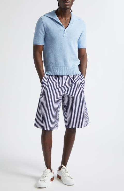 Stripe Cotton & Silk Poplin Bermuda Shorts