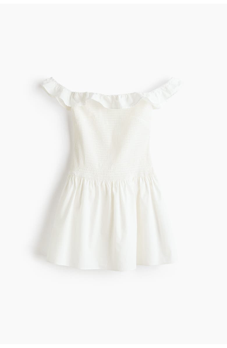 H&M Smocked Off-the-shoulder Dress, Alternate, color, White