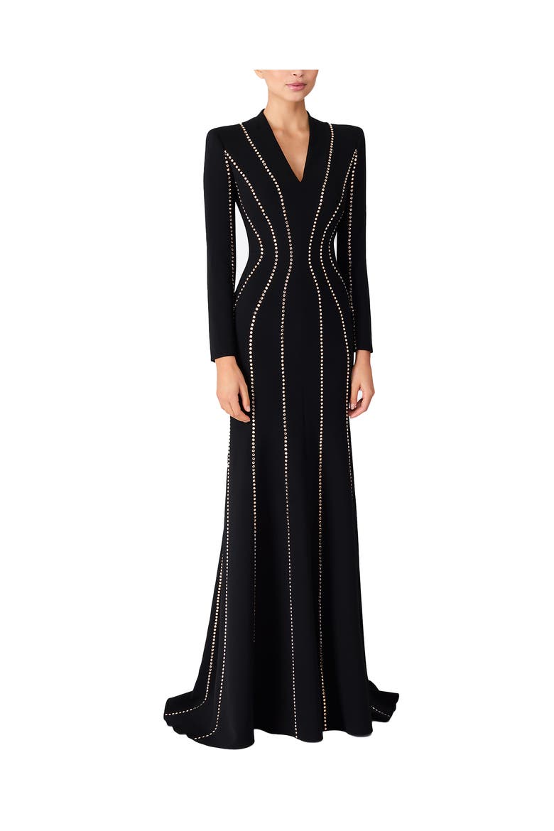 Victoire Rhinestone-Embellished Maxi Gown, Alternate, color, Liquorice