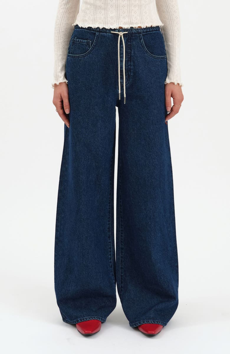 DAZE Madison Tie Waist Wide Leg Jeans, Main, color, Moonlight Rinse