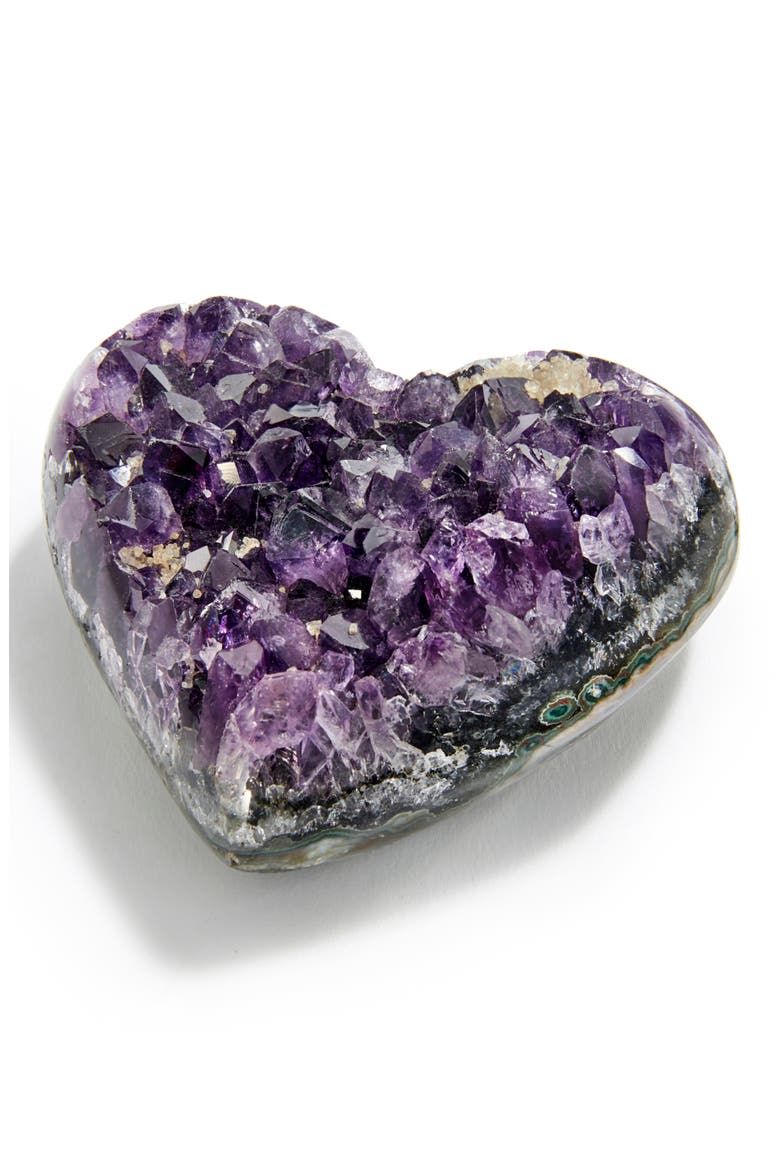 Extra Small Amethyst Cuore Heart Decoration, Alternate, color, AMETHYST