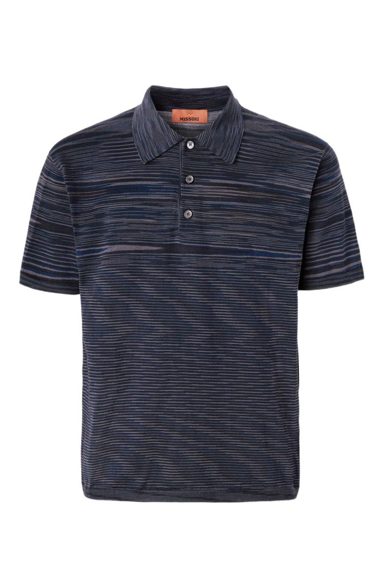 Missoni Flamed Mercerized Cotton Polo Shirt, Alternate, color, Beige& White