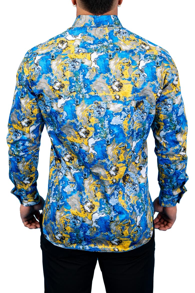 Fibonacci Geo Multi Contemporary Fit Button-Up Shirt, Alternate, color, BLUE MULTI