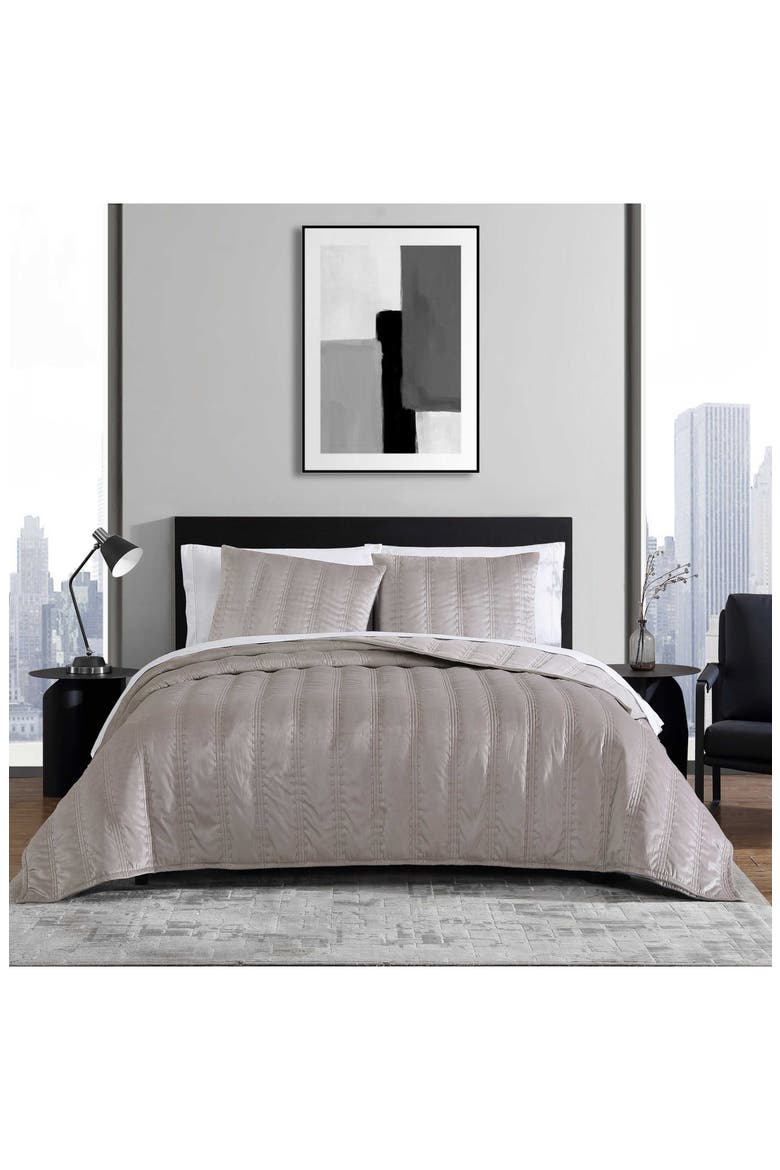 Velvet Linear Stitch Quilt Set, Alternate, color, FRENCH CLAY