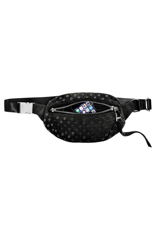 Aimee Kestenberg Milan Embellished Leather Belt Bag In Black Eyelets