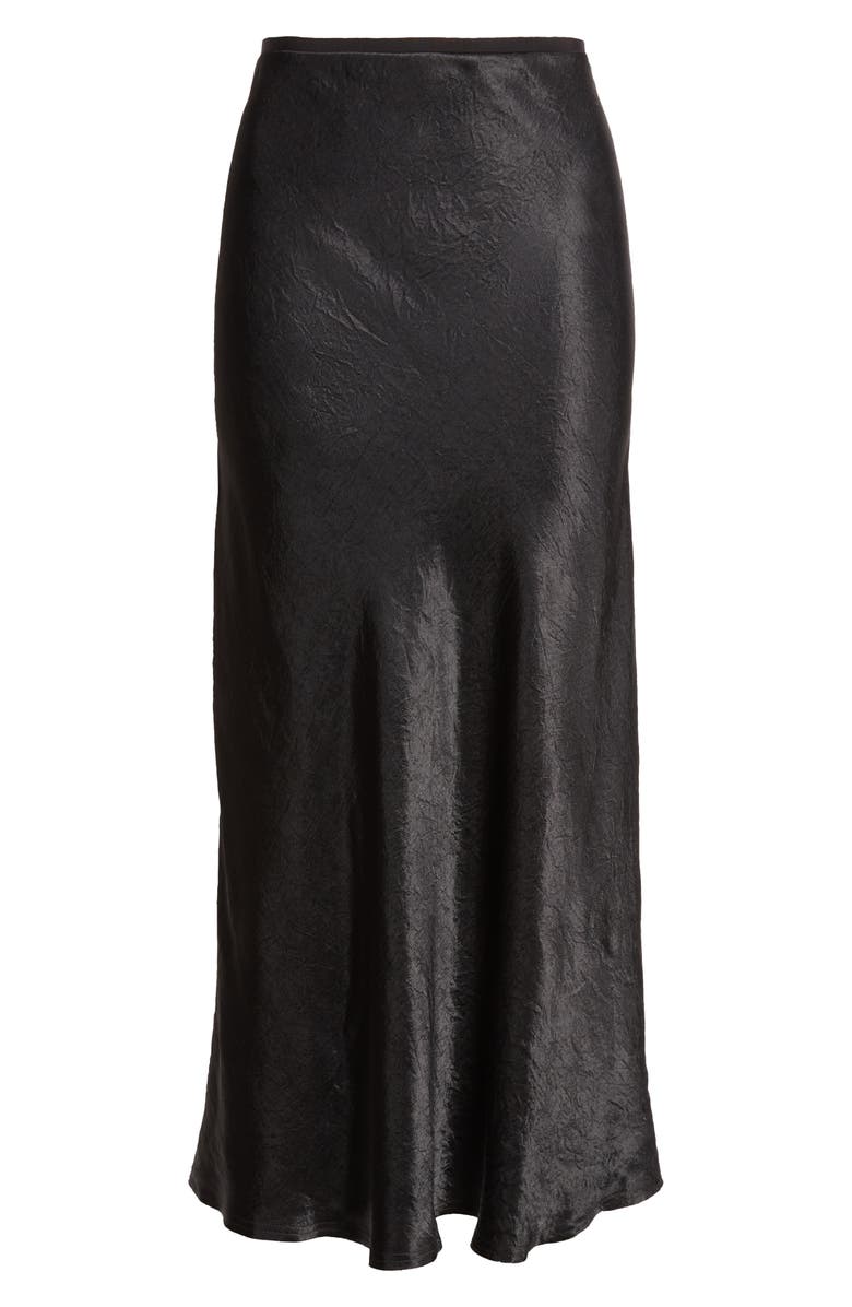 Maison Margiela Crinkle Finish Satin Skirt, Alternate, color, Black