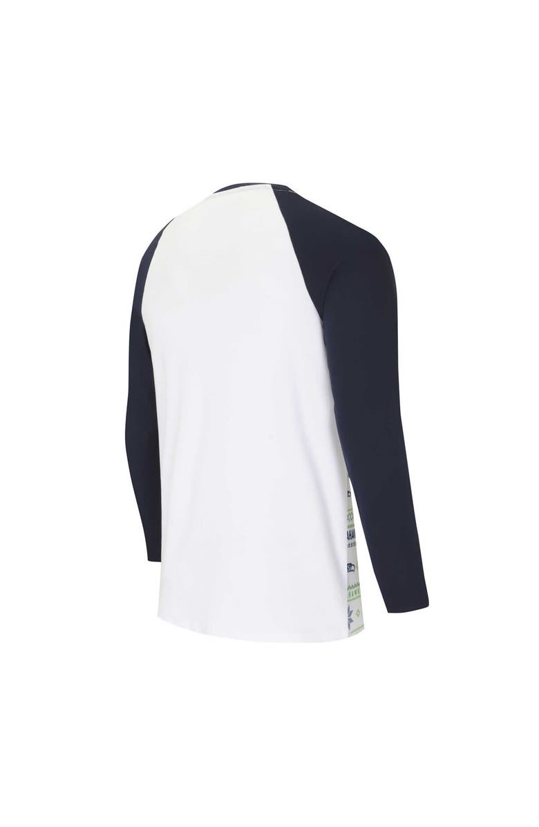 CONCEPTS SPORT Men's Concepts Sport White/Navy Seattle Seahawks Tinsel Raglan Long Sleeve T-Shirt & Pants Sleep Set, Alternate, color, White