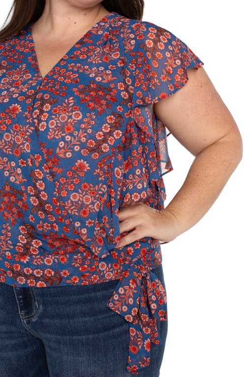 Liverpool Los Angeles Floral Ruffle Sleeve Top In Multi